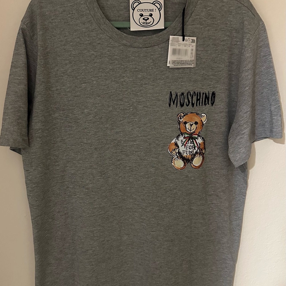 Moschino  Gray T-Shirt with Bear Graphic